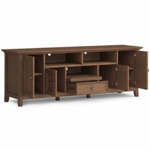 Simpli Home - Amherst Solid Wood 72 inch Wide TV Media Stand For TVs up to 80 inches - Rustic Natural Aged Brown