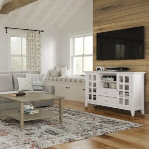 Simpli Home - Acadian Solid Wood Tall TV Media Stand For TVs up to 60 inches - White