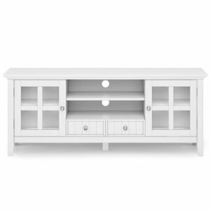 Simpli Home - Acadian Solid Wood 60 inch Wide Rustic TV Media Stand For TVs up to 65 inches - White