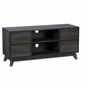 CorLiving - Hollywood Wood Grain TV Stand with Drawers for Most TVs up to 55" - Dark Grey