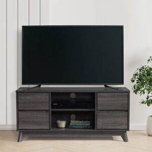 CorLiving - Hollywood Wood Grain TV Stand with Drawers for Most TVs up to 55" - Dark Grey