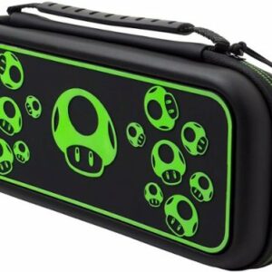 PDP - Travel Case Plus GLOW: 1-Up Mushroom For Nintendo Switch, Nintendo Switch Lite, Nintendo Switch - OLED Model - Black