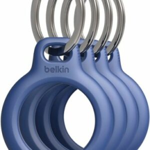 Belkin - Secure holder with Key Ring, Scratch Resistant, Protective AirTag Keychain for Apple AirTag - 4-Pack - Blue