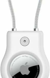 Belkin - Secure Holder with Cable, Lock & Protect, Durable Scratch Resistant Case, Keychain for Apple AirTag - White