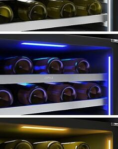 Zephyr - Presrv 24 in. 45-Bottle Built in/Freestanding Wine Cooler with Dual Temperature Zone and Reversible Door - Stainless Steel/Glass