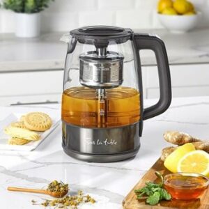 Sur La Table - Glass Kettle with Auto Infuser - Pepper Black