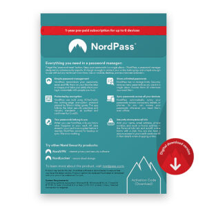 NordVPN - NordPass Password Manager (1-Year Subscription) - Android, Apple iOS, Linux, Mac OS, Windows [Digital]