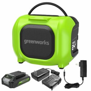 Greenworks - 24 Volt Battery Powered Bluetooth Speaker with 2.0Ah Battery & Charger - Green