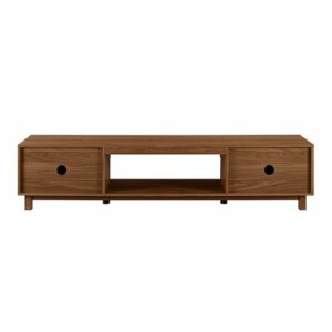 Walker Edison - 70" Mid-Century Modern Fluted-Door TV Stand for TVs up to 80" - Mocha