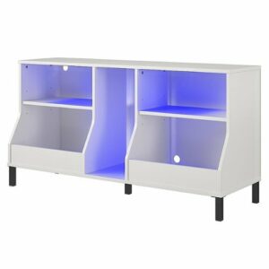 Ntense - Falcon Youth Gaming TV Stand with LED Lights for TVs up to 80" - White