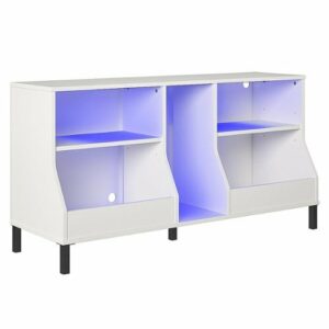 Ntense - Falcon Youth Gaming TV Stand with LED Lights for TVs up to 80" - White