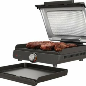 Ninja - Sizzle Smokeless Countertop Indoor Grill & Griddle with Interchangeable Grill and Griddle Plates - Gray/Silver