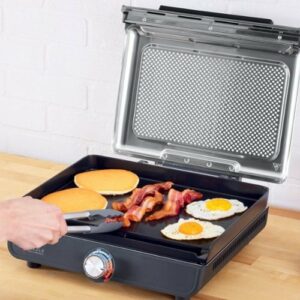 Ninja - Sizzle Smokeless Countertop Indoor Grill & Griddle with Interchangeable Grill and Griddle Plates - Gray/Silver