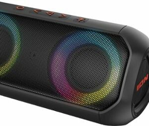 ION Audio - Uber Boom 40W Portable Bluetooth All-Weather Wireless Speaker with Multi-Colored LED Lights and Built-In Microphone - Black