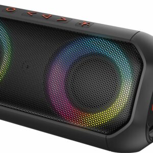 ION Audio - Uber Boom 40W Portable Bluetooth All-Weather Wireless Speaker with Multi-Colored LED Lights and Built-In Microphone - Black