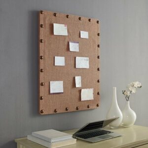 Linon Home Décor - Reis Small Burlap Nailhead Bulletin Board - Natural