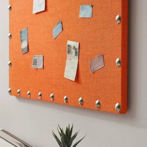 Linon Home Décor - Reis 24" x 36" Burlap Nailhead Bulletin Board - Orange