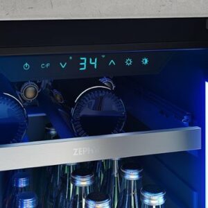 Zephyr - Presrv 15 in. 3.4 Cu. Ft. 4-Bottle and 64-Can Single Zone Beverage Cooler - Stainless Steel/Glass