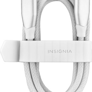 Insignia™ - 4' USB-C to USB-C Charge-and-Sync Cable with Braided Jacket - White