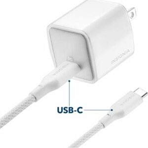 Insignia™ - 30W USB-C Foldable Compact Wall Charger Bundle with 6’ USB-C to C cable for Smartphones, Tablets and More - White