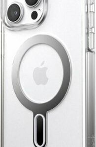 Speck - Presidio Perfect-Clear ClickLock Case with MagSafe for Apple iPhone 15 Pro Max - Clear/Chrome