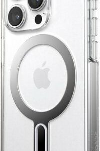 Speck - Presidio Perfect-Clear ClickLock Case with MagSafe for Apple iPhone 15 Pro - Clear/Chrome