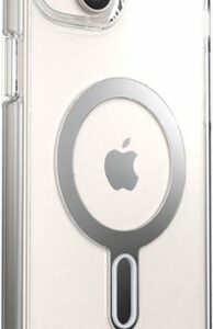 Speck - Presidio Perfect-Clear ClickLock Case with MagSafe for Apple iPhone 15 Plus/14 Plus - Clear/Chrome