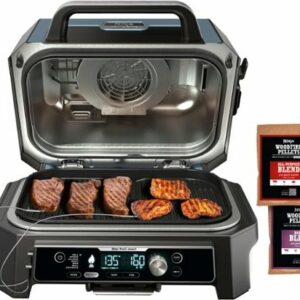 Ninja - Woodfire ProConnect Premium XL Outdoor 7-in-1 Grill & Smoker, App Enabled, Air Fryer, 2 Built-In Thermometers - Blue