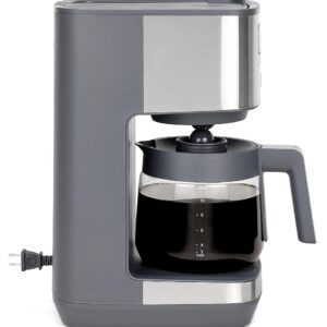 GE - 12 Cup Programmable Coffee Maker with Adjustable Keep Warm Plate and Glass Carafe - Stainless Steel