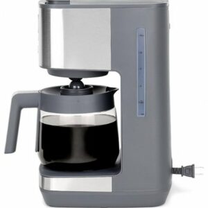 GE - 12 Cup Programmable Coffee Maker with Adjustable Keep Warm Plate and Glass Carafe - Stainless Steel