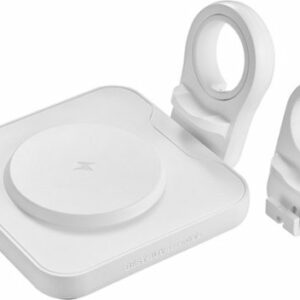 Best Buy essentials™ - 2-in-1 15W Wireless Charger Kit with Watch Charger Holder for iPhone, Samsung and More Qi Devices - White