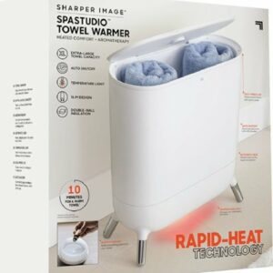 Sharper Image - SpaStudio Towel Warmer, Heated Comfort + Aromatherapy - White