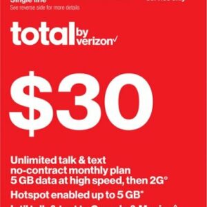 Total by Verizon - $30 Unlimited Talk & Text Monthly Plan [Digital]