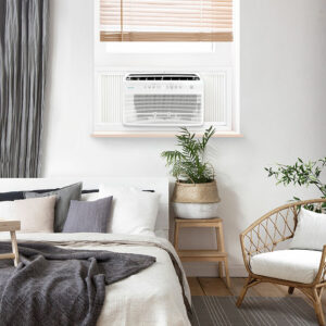 Keystone - 550 Sq. Ft 10,000 BTU Window Mounted Inverter Air Conditioner with 10,000 BTU Heater - White