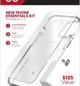 ZAGG - mophie New Phone Essentials Kit: 360 Protection + Fast, Compact Power for Apple iPhone 15 - Clear/White