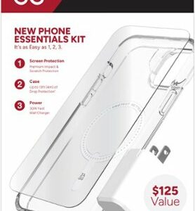 ZAGG - mophie New Phone Essentials Kit: 360 Protection + Fast, Compact Power for Apple iPhone 15 Plus - Clear/White