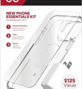 ZAGG - mophie New Phone Essentials Kit: 360 Protection + Fast, Compact Power for Apple iPhone 15 Pro Max - Clear/White