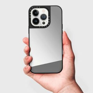 CASETiFY - Mirror Case with MagSafe for Apple iPhone 15 Pro - Silver with Black Bumper