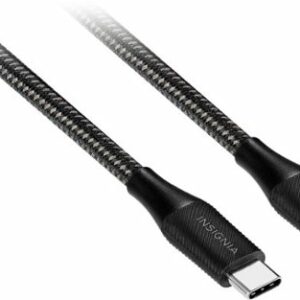 Insignia™ - 10’ 60W USB-C to USB-C Charge-and-Sync Braided Cable - Black