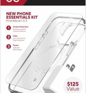 ZAGG - mophie New Phone Essentials Kit: 360 Protection + Fast, Compact Power for Apple iPhone 15 Pro - Clear/White