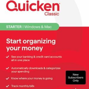 Quicken Classic Starter  for New Subscribers, 1-Year Subscription - Mac OS, Windows, Android, Apple iOS [Digital]