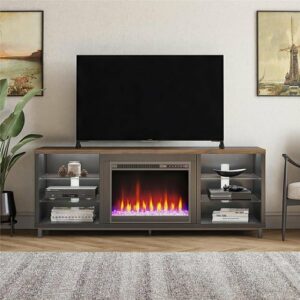 Ameriwood Home - Lumina Deluxe Fireplace TV Stand for TVs up to 70" - Black