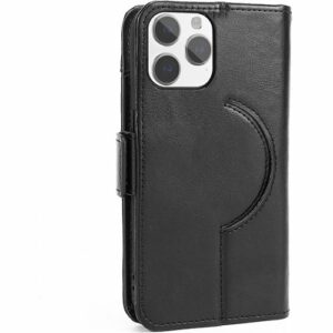 SaharaCase - Leather Folio Wallet Case for Apple iPhone 15 Pro - Black