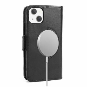 SaharaCase - Leather Folio Wallet Case for Apple iPhone 15 - Black