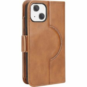 SaharaCase - Leather Folio Wallet Case for Apple iPhone 15 Plus - Brown