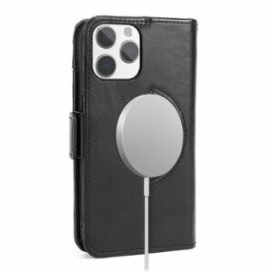 SaharaCase - Leather Folio Wallet Case for Apple iPhone 15 Pro Max - Black