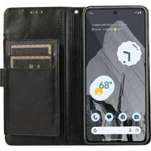 SaharaCase - Leather Folio Wallet Case for Google Pixel 8 Pro - Black