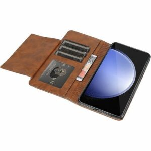 SaharaCase - Leather Folio Wallet Case for Samsung Galaxy S23 FE - Brown