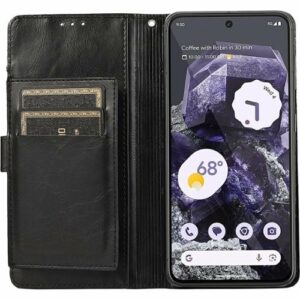 SaharaCase - Leather Folio Wallet Case for Google Pixel 8 - Black