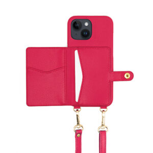 Bryten - Silverlake Vegan Leather Wallet Crossbody Case for Apple iPhone 14 / 13 - Magenta